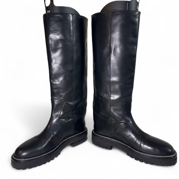 Jimmy Choo Women's Yomi Flat Knee High Leather Riding Boot Black EU 38 NWOB - Picture 1 of 15